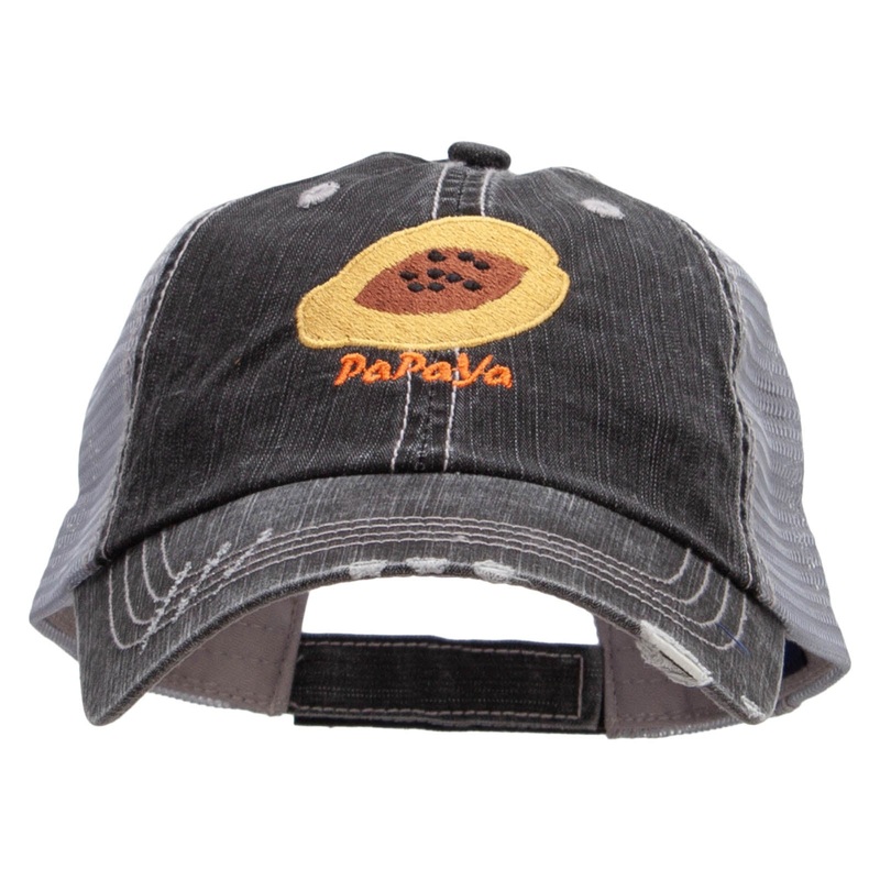 Papaya Embroidered Low Profile Special Cotton Mesh Cap Black One Size
