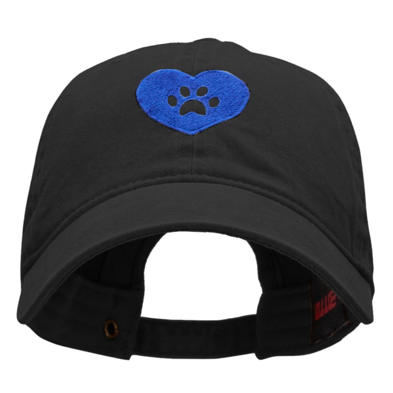 Paw Heart Logo Embroidered Cotton Twill Washed Cap Black One Size