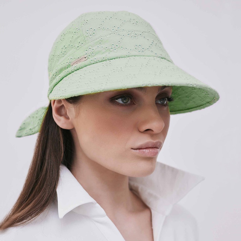 Seeberger Hats Lace Cotton Face Framer Sun Cap – Mint 1-Size