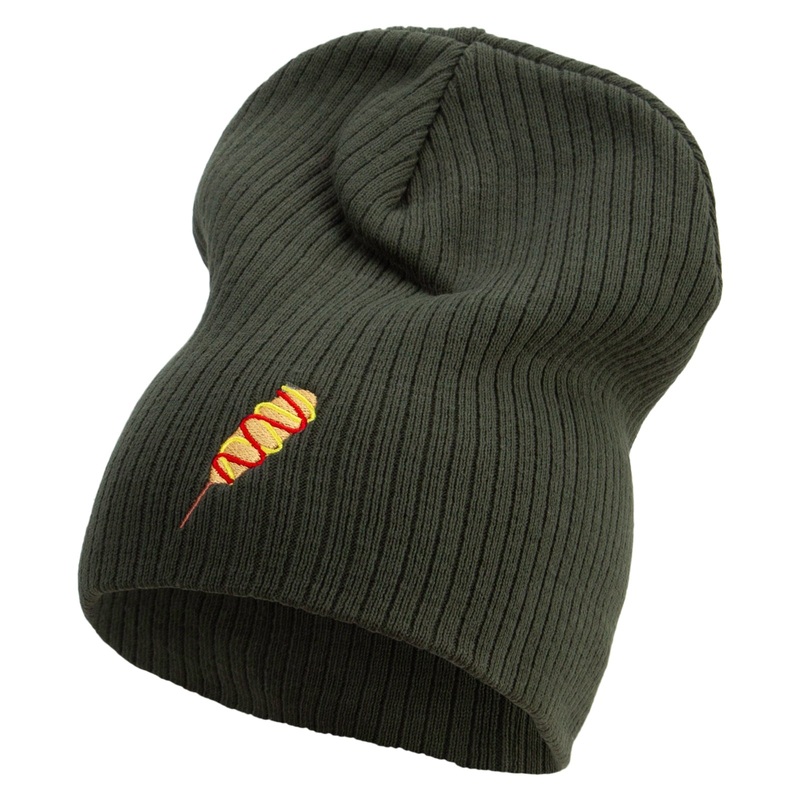 Street Corndog Embroidered Big Size Cotton Short Beanie Olive XL-3XL