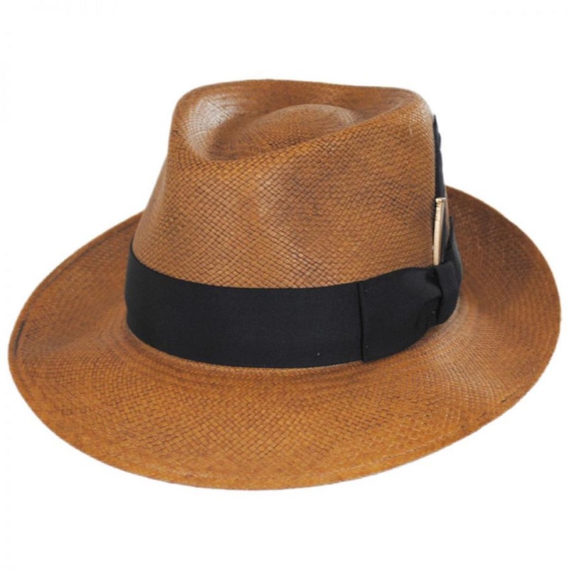 Tessier Panama Straw Fedora Hat ANTIQUED SIENNA S