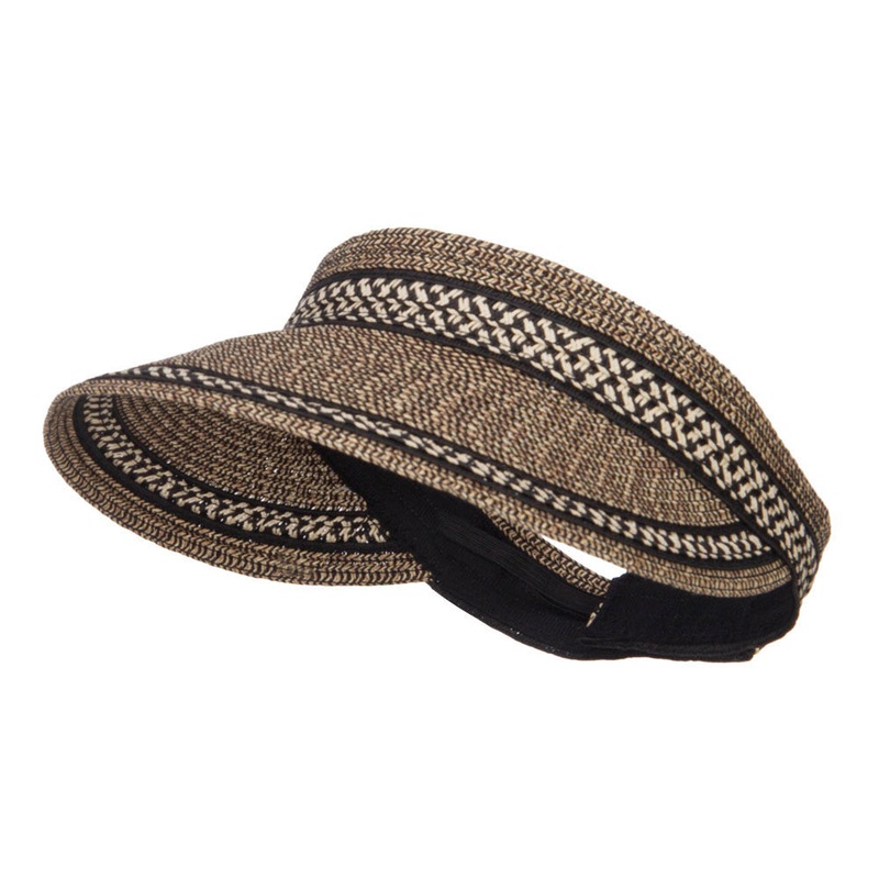 UPF 50+ Herringbone Braid Rollable Visor Black Tweed One Size