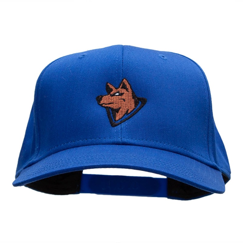 Wolf Head Embroidered Cotton Twill Pro Style Cap Royal One Size