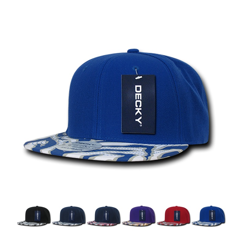 Zebra/Tiger 2-Tone Snapback Flat Bill Hat – Decky 1062 Black