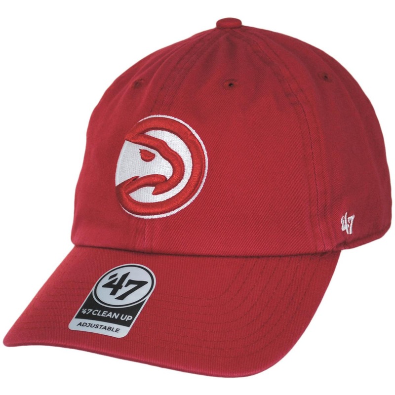 Atlanta Hawks NBA Clean Up Strapback Baseball Cap Dad Hat RED ADJUSTABLE