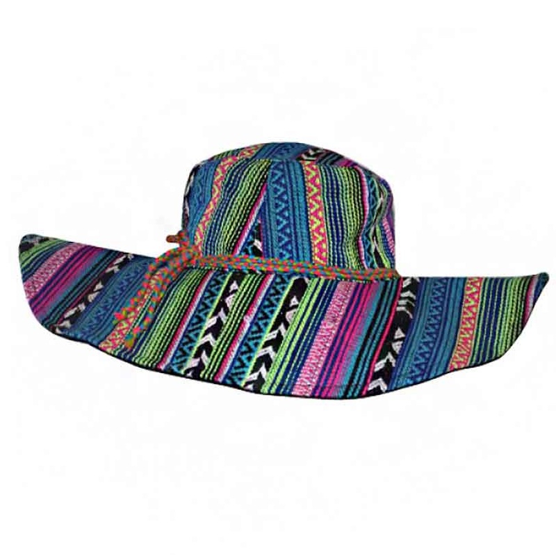 Aztec Pattern Striped Bohemian Hat – America and Beyond Multicolor OS