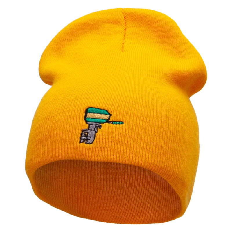 Boat Engine Embroidered 8 inch Acrylic Short Blank Beanie Gold One Size