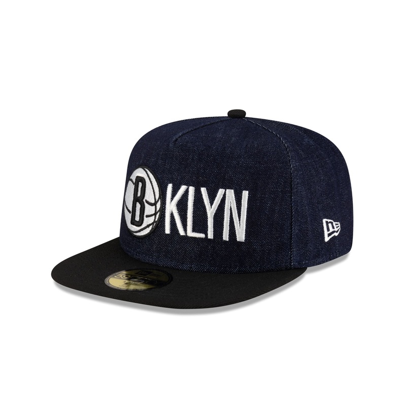 Brooklyn Nets Navy Denim 59FIFTY A-Frame Fitted Hat 7