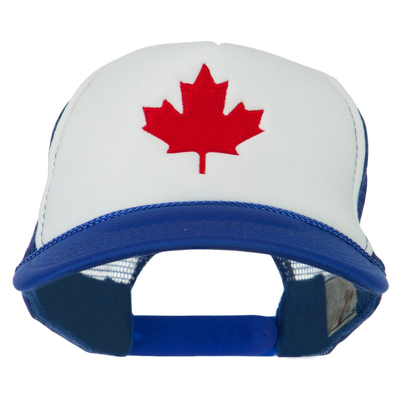 Canada’s Maple Leaf Embroidered Foam Front Mesh Back Cap Royal White One Size