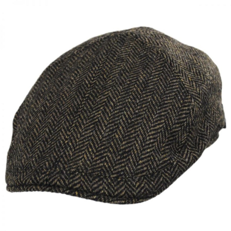 Classic Shetland Wool Herringbone Duckbill Ivy Cap OLIVE 55cm