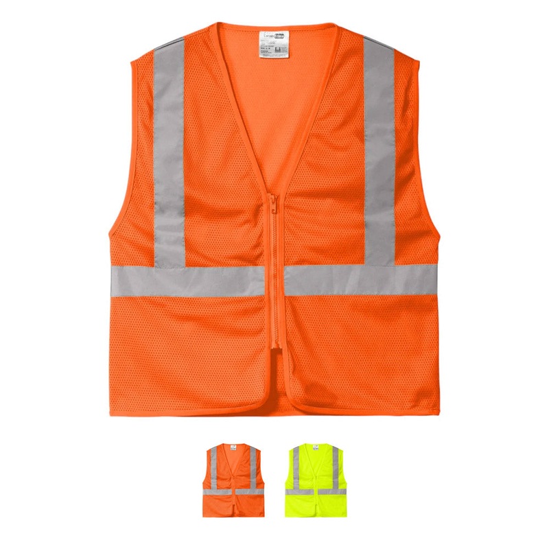CornerStone ANSI 107 Class 2 Economy Mesh Zippered Vest CSV101 Safety Orange S/M