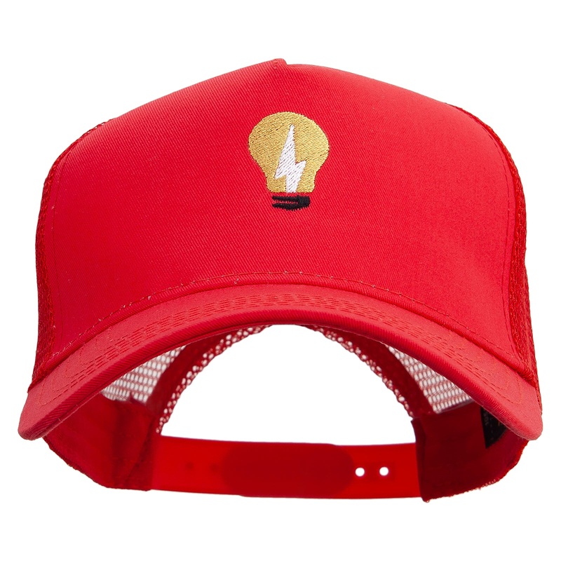Electrical Bulb Five Panels Pro Style Trucker Mesh Cap Red One Size