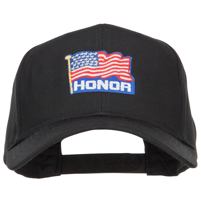 Honor American Flag Patched Twill Cap Black One Size