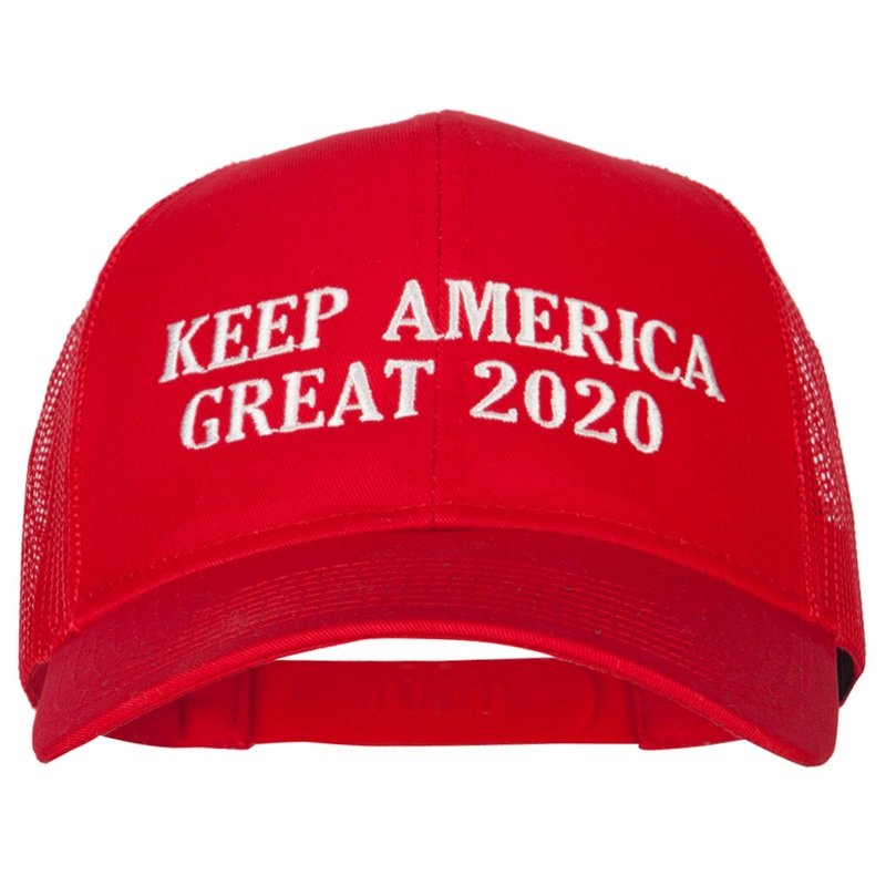 Keep America Great 2020 Letters Embroidered Solid Cotton Mesh Pro Cap Red One Size