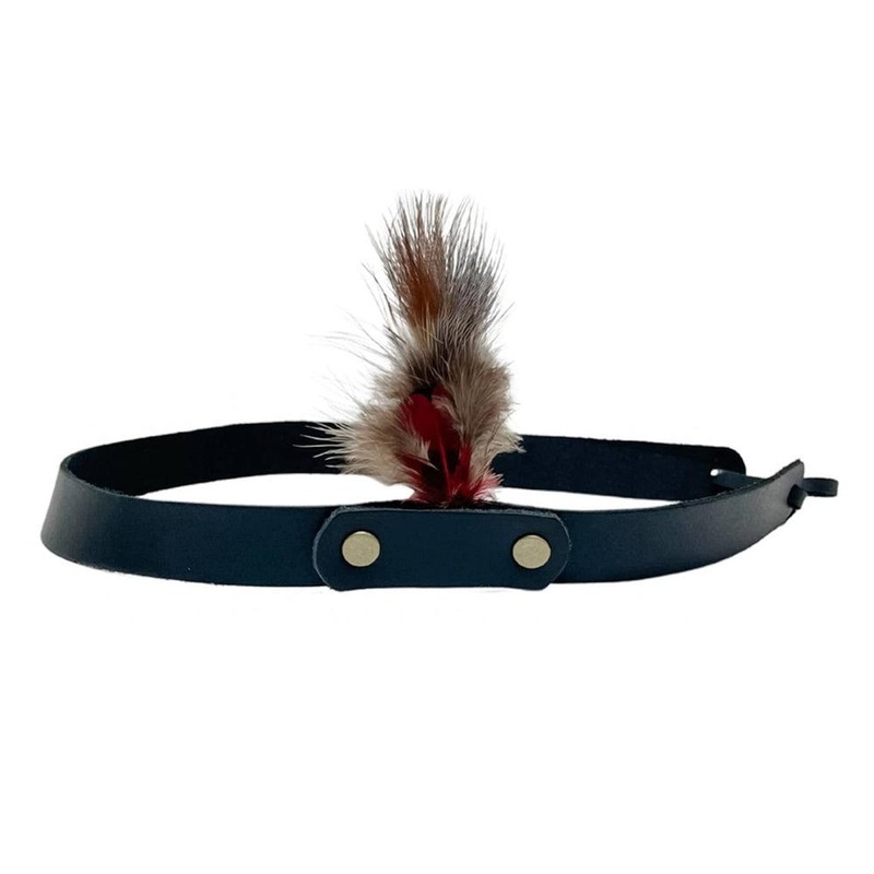 LT | Leather Hat Band with Hat Feather Black