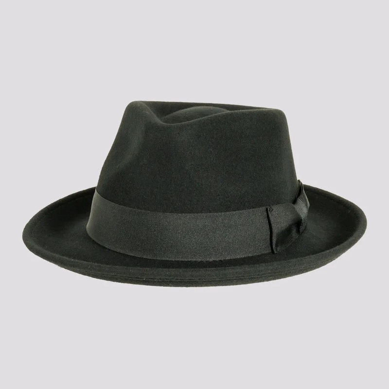 Newark | Mens Crushable Wool Felt Teardrop Fedora Hat Black SM