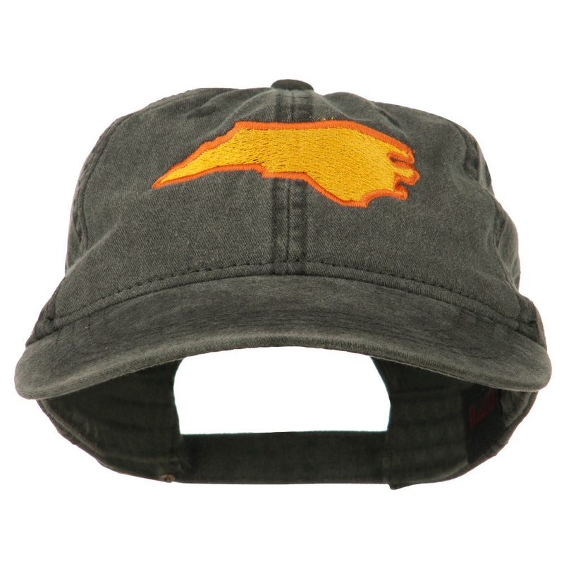 North Carolina State Map Embroidered Cap Black One Size