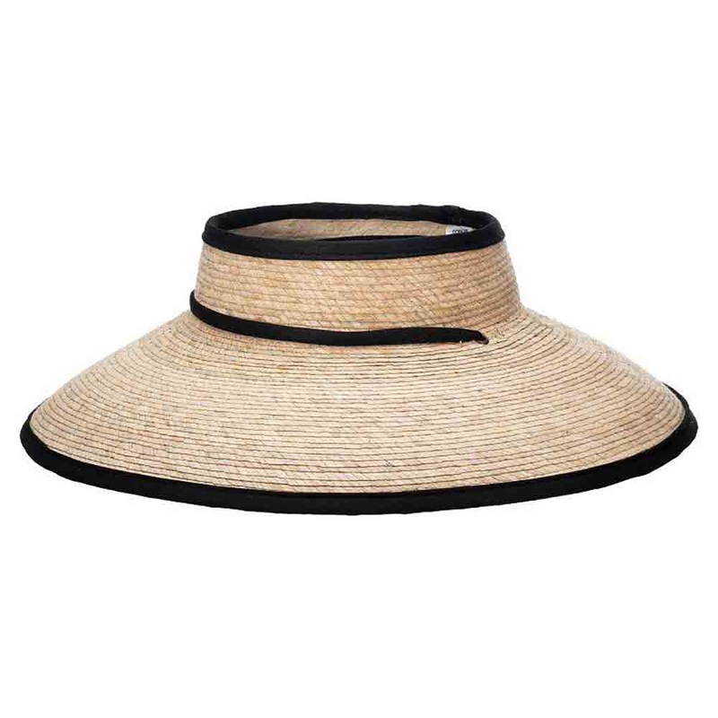 Open Crown Palm Visor Hat with Black Trim – Makai Hat Co Natural M/L (57-59 cm)