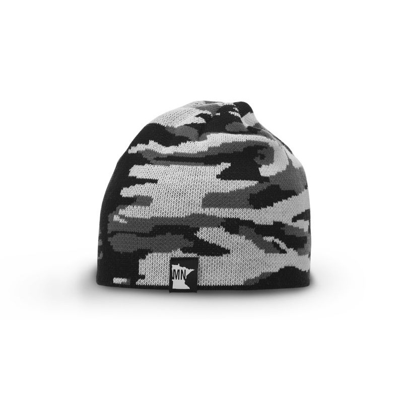 Richardson 132 – Jacquard Camo Beanie White/Charcoal/Black
