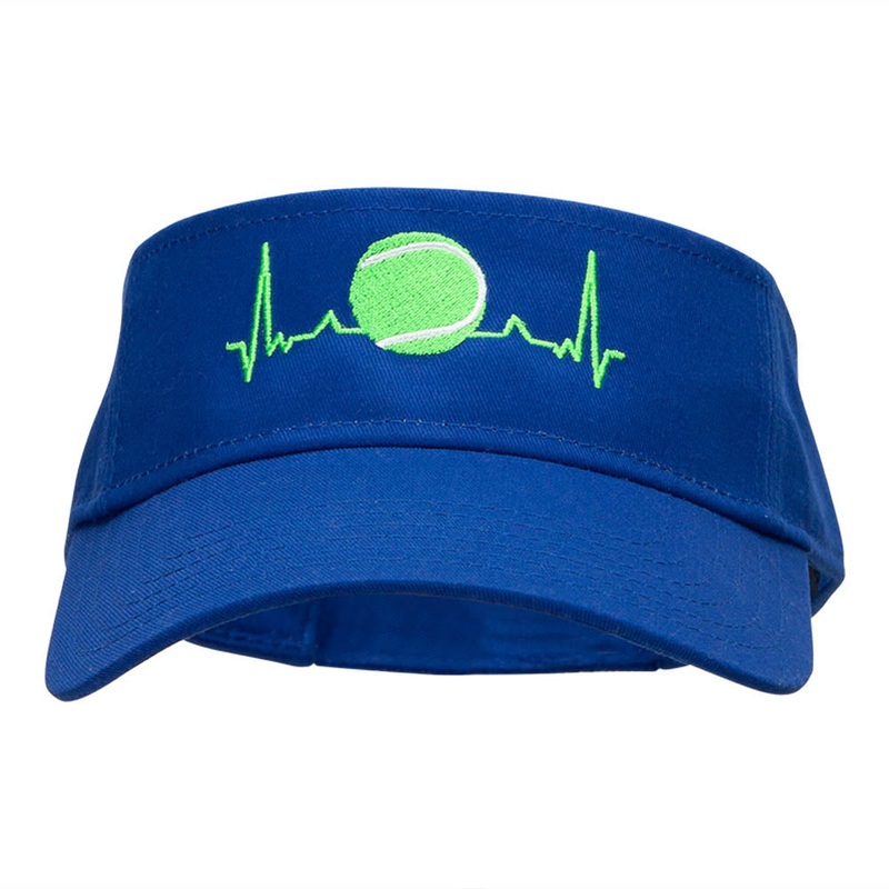 Tennis Ball Pulse Embroidered Cotton Twill Visor Royal One Size