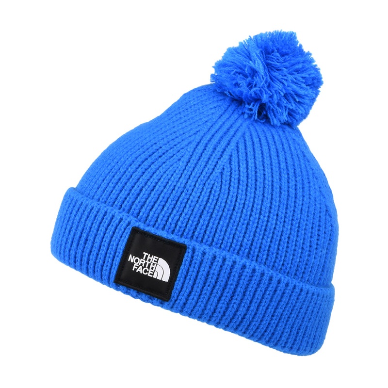 The North Face Hats Kids Littles Box Logo Bobble Hat – Blue Child Small