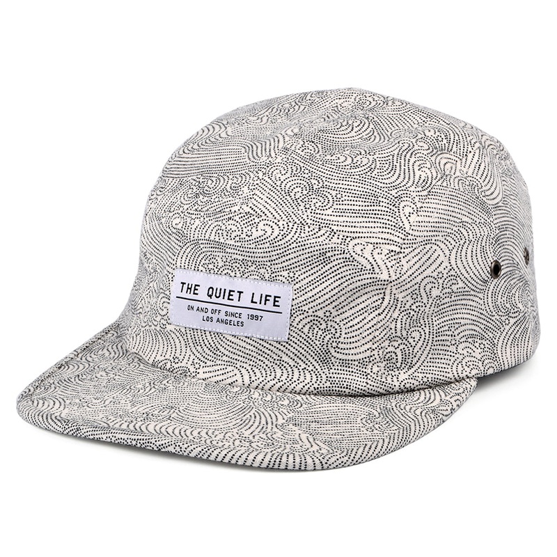 The Quiet Life Hats Waves Cotton 5 Panel Cap – White-Black Adjustable