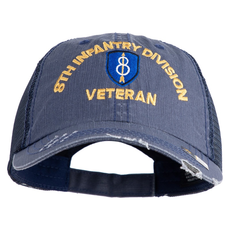 U.S. Army 8th Infantry Division Embroidered Low Profile Special Cotton Mesh Cap Navy One Size