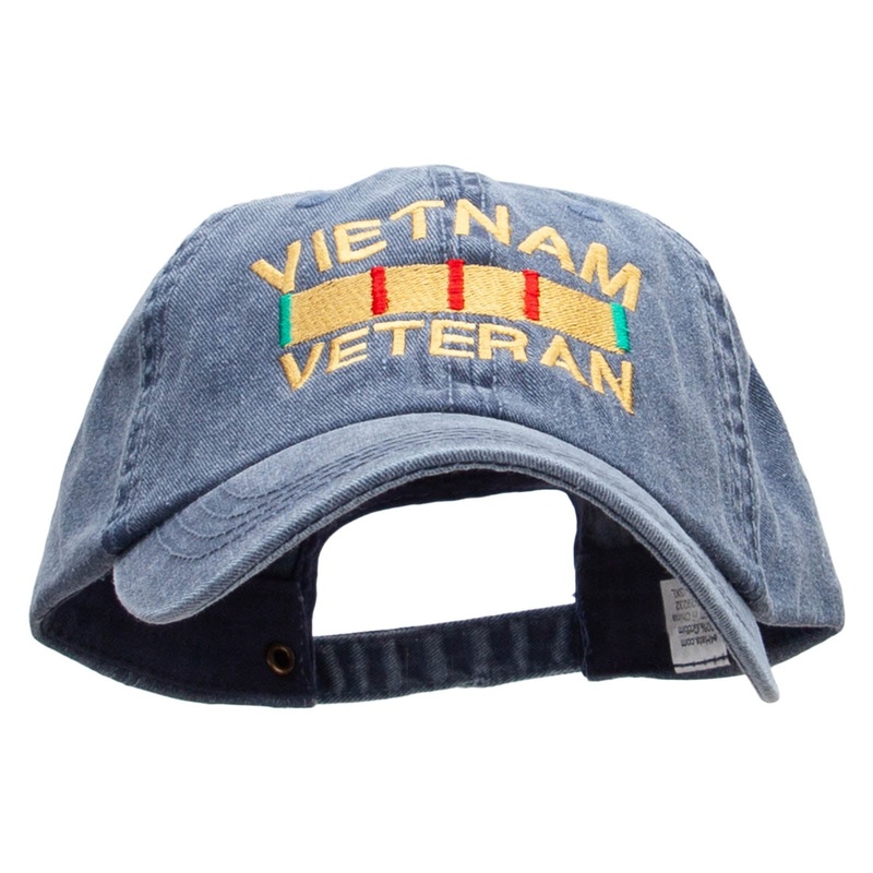 Vietnam Veteran Embroidered Big Size Washed Pigment Dyed Cap Navy XL-3XL