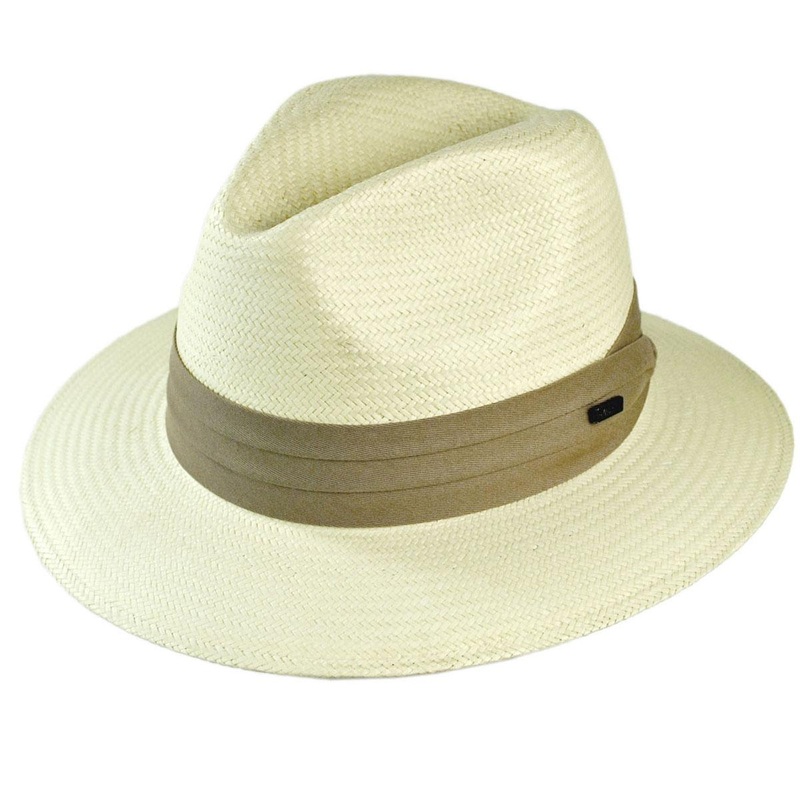 Wholesale Toyo Straw Safari Fedora Hat – Khaki Band B2B Pre-Pack IVORY 1S, 3M, 4L, 3XL, 1XXL