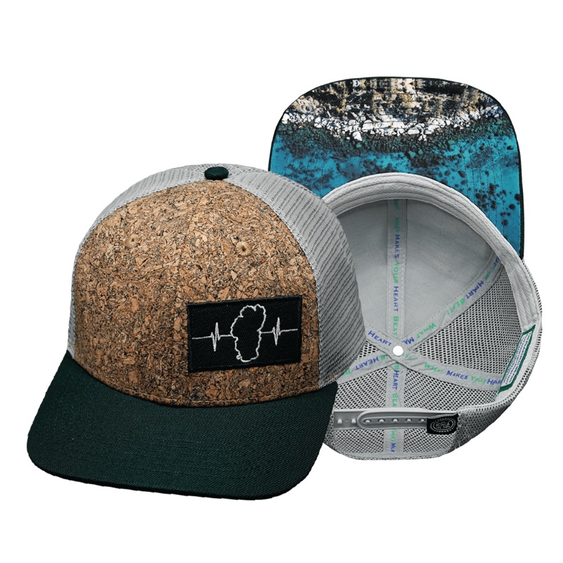 **YOUTH** Tahoe Hat – Baseball Hat Fit – Cork – Green / Gray – Trucker Mesh