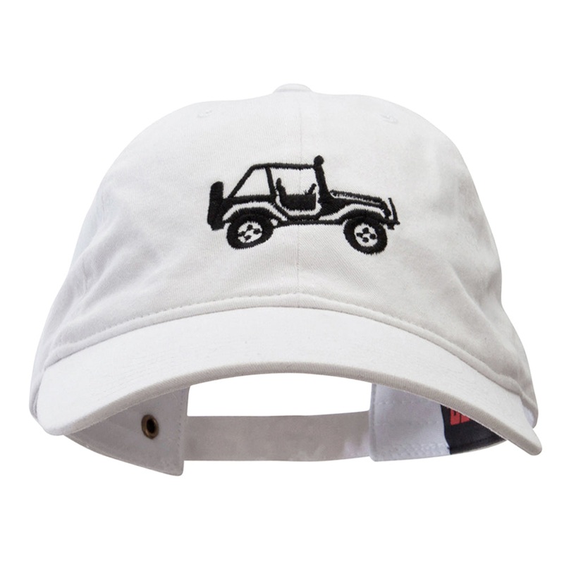 4WD Vehicle Embroidered Washed Pigment Dyed Cotton Twill Cap White One Size