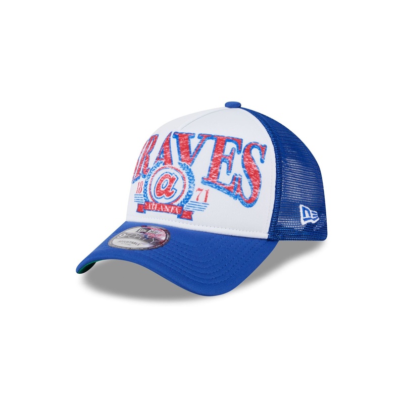 Atlanta Braves Distressed 9FORTY A-Frame Trucker Hat One Size