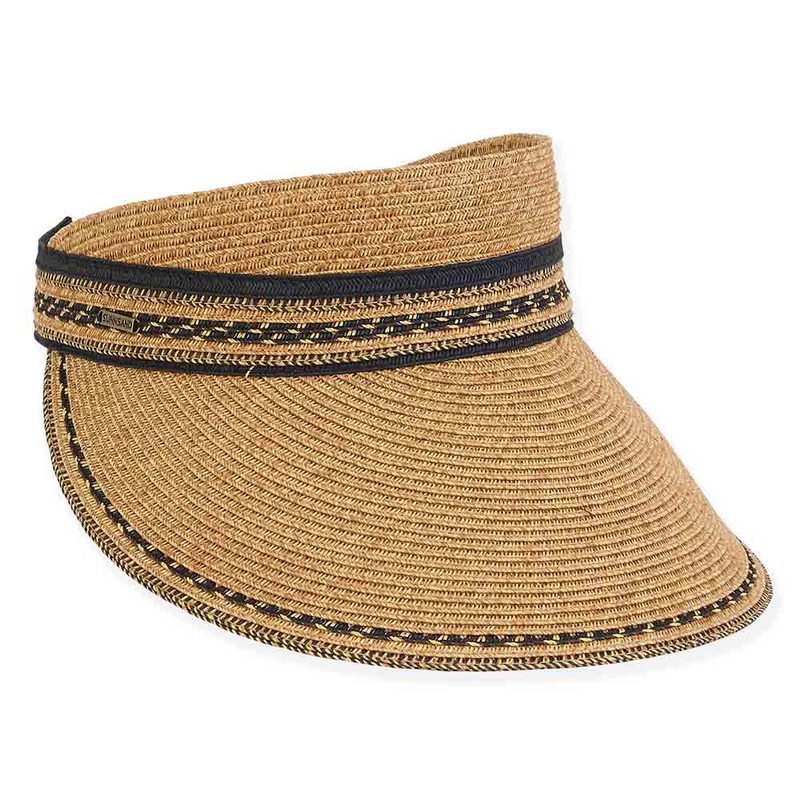 Bakua Large Straw Visor Hat Elastic Back – Sun ‘N’ Sand Hats Tan OS