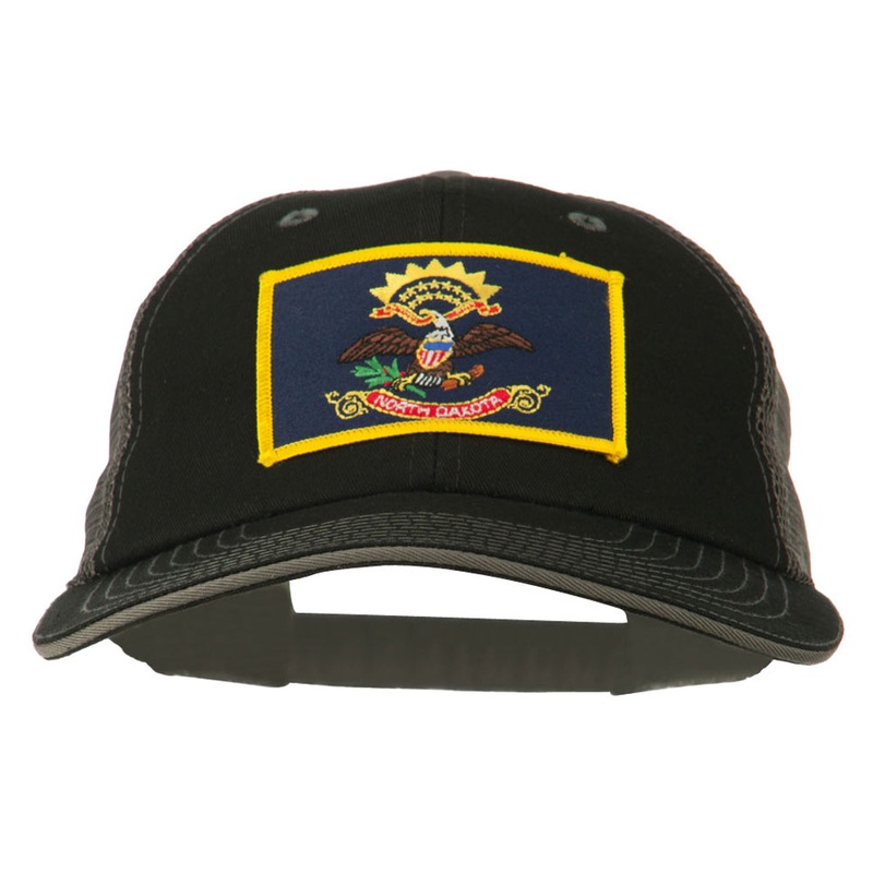Big Mesh State North Dakota Patch Cap Black Grey XL-3XL