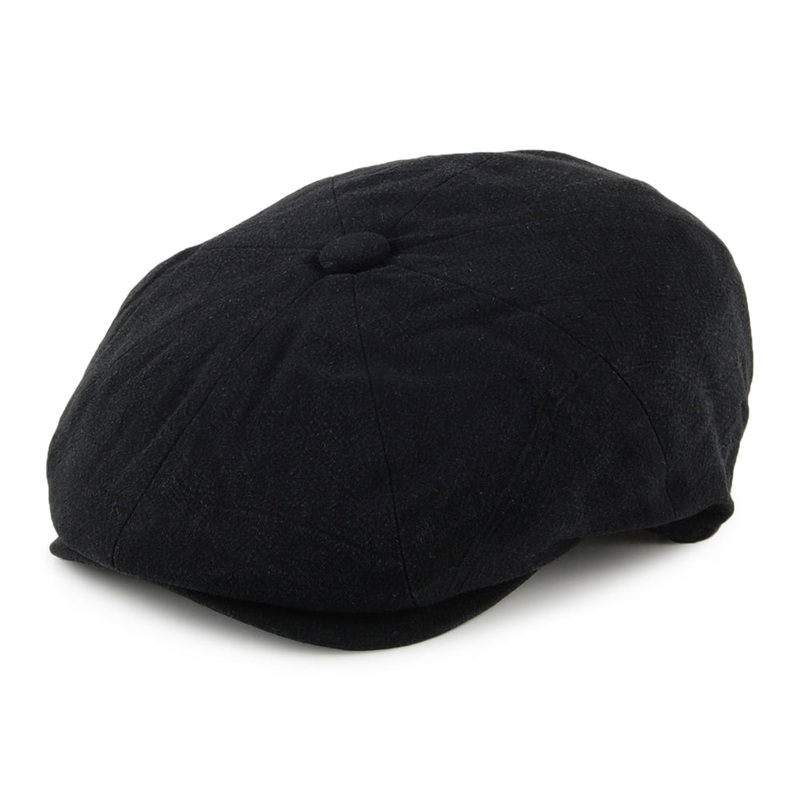 Christys Hats Alfie Heavy Linen Newsboy Cap – Black S