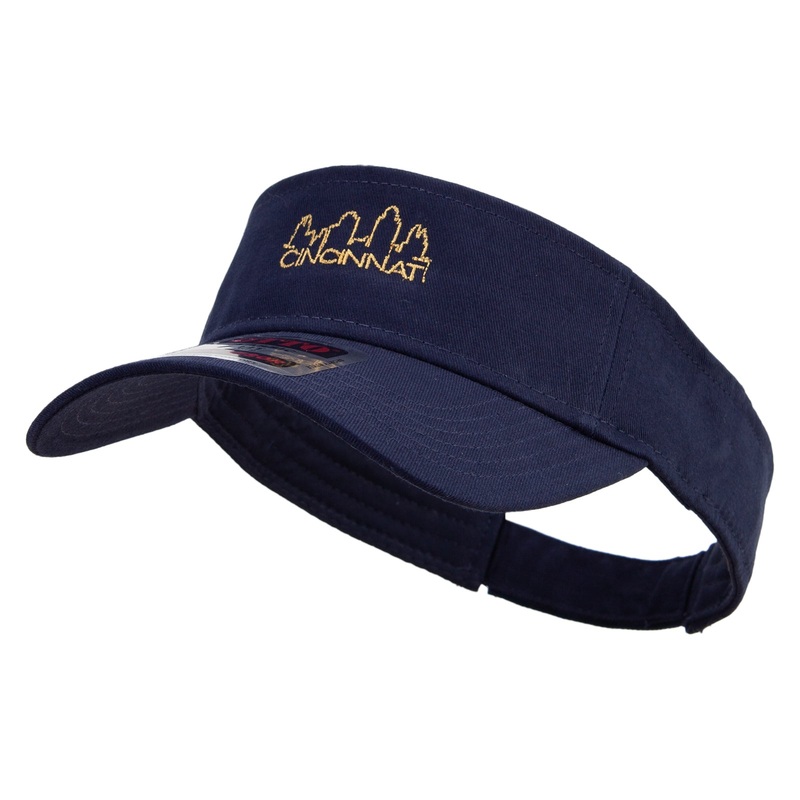 Cincinnati Skyline Embroidered Cotton Twill Sun Visor Navy One Size