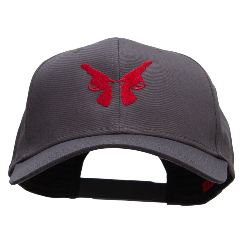 Cowboy Gun Embroidered Solid Cotton Twill Pro Style Cap Charcoal One Size