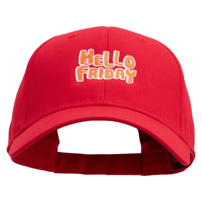 Hello Friday Embroidered Low Profile Washed Flex Cap Red One Size