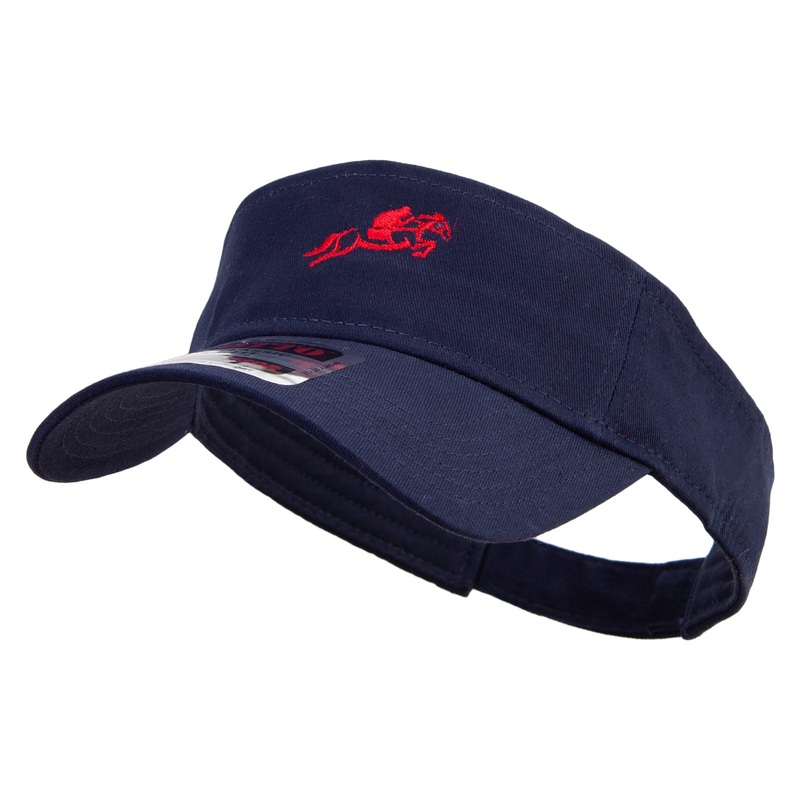 Horse Racing With Rider Embroidered Cotton Twill Sun Visor Navy One Size