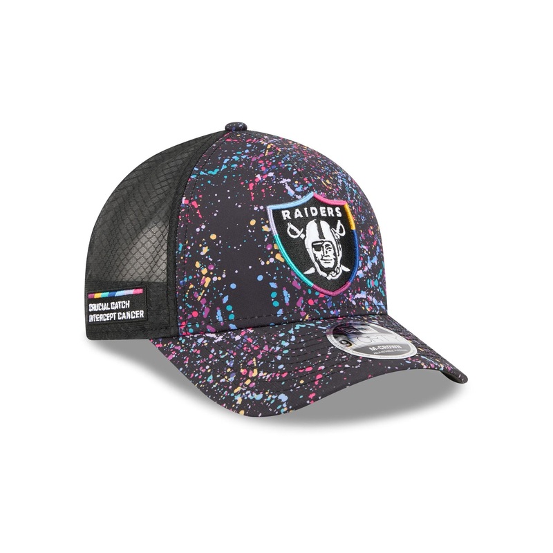Las Vegas Raiders 2025 Crucial Catch 9FORTY M-Crown A-Frame Trucker Hat One Size