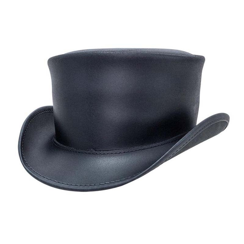 Marlow Leather Top Hat In Its Simple Beauty, Black – Steampunk Hatter Black Small