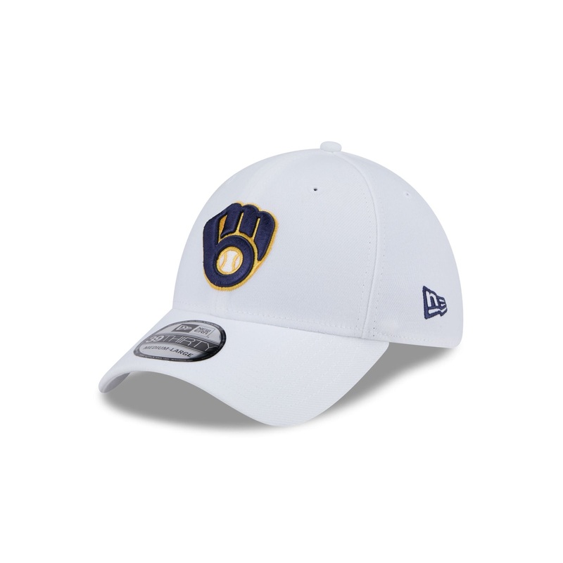 Milwaukee Brewers Optic White 39THIRTY Stretch Fit Hat S/M