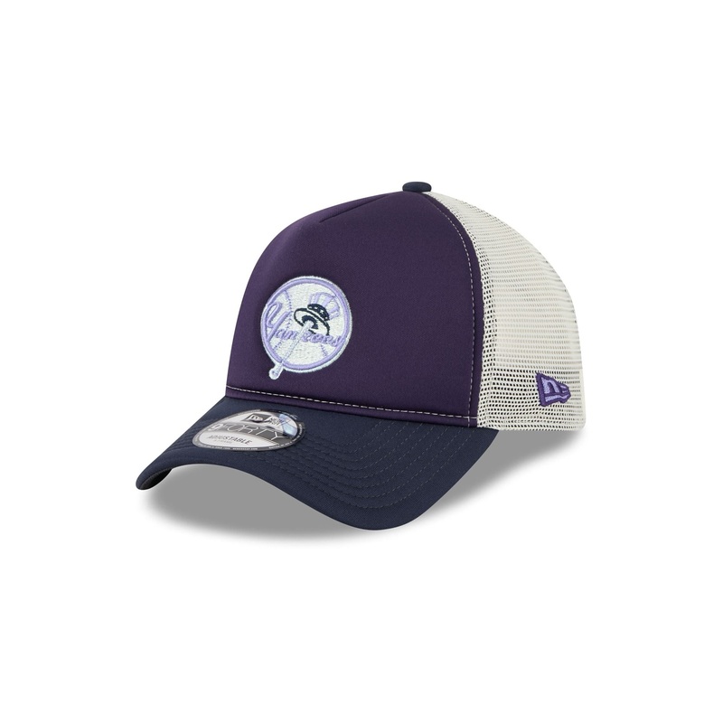 New York Yankees Navy Purple 9FORTY A-Frame Trucker Hat One Size