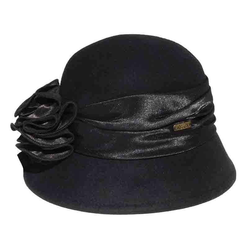 Satin Adorned Cloche Hat by Adora-Black Black