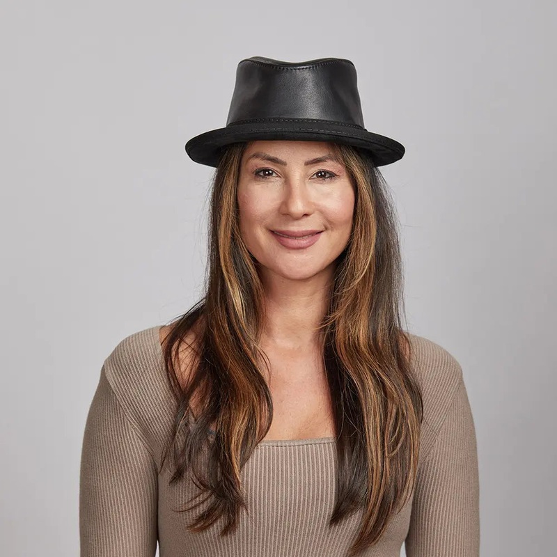 Soho | Womens Trilby Leather Fedora Hat Black SM