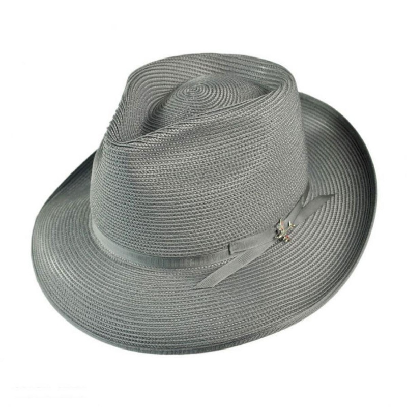 Stratoliner Milan Straw Fedora Hat GREY 6 3/4