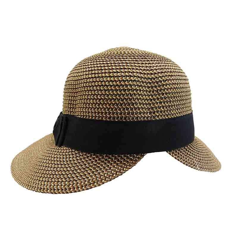 V-Back Summer Facesaver Hat by JSA for Women Black Tweed