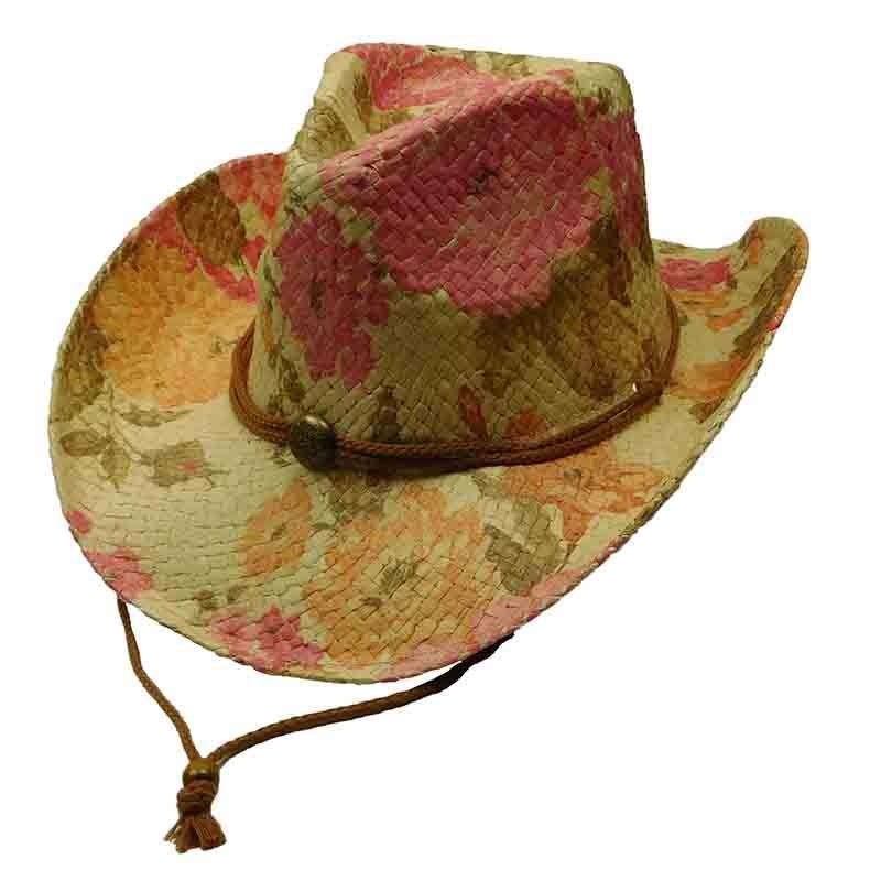 Woven Toyo Floral Cowboy Hat with Chin Cord – Chrysanthemum Chrysanthemum