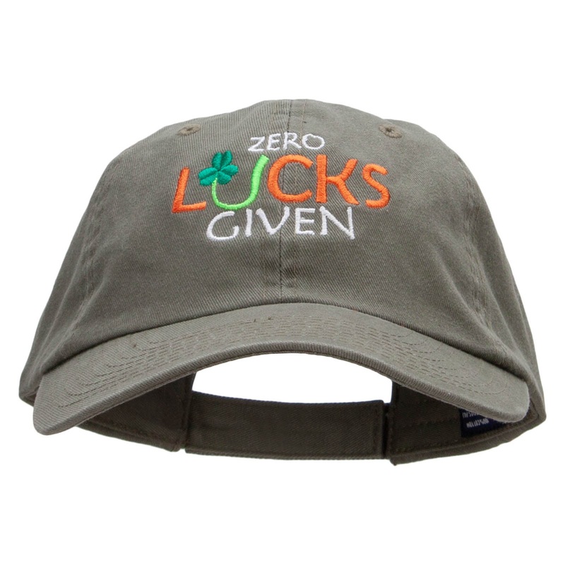 Zero Lucks Given Embroidered Low Profile Dyed Cotton Twill Cap Olive One Size