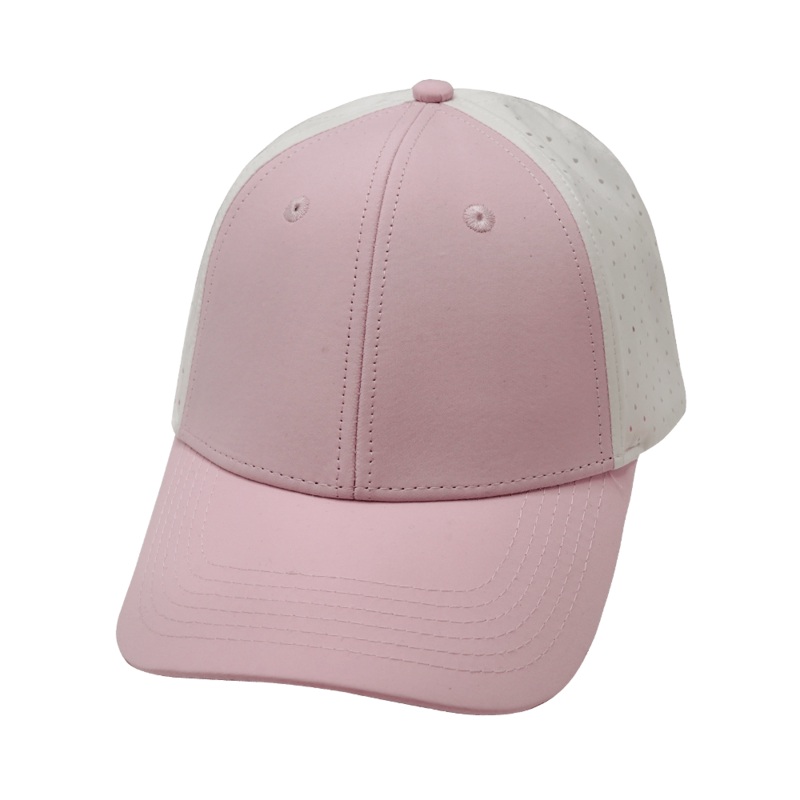 Blank – 6 Panel – Shallow Fit – Pony Tail – Light Pink / White (Unisex) – Laser Mesh